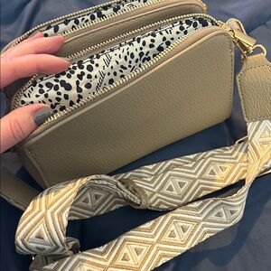 NWOT Taupe Crossbody Camera Bag